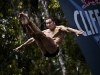 Cliff diver, Michal Navratil of Czech Republic, dives from the 27.25 metre platform during the second stop of the Red Bull Cliff Diving World Series at Ik Kil cenote in Chichen Itza, Yucatan, Mexico on April 10th 2011.